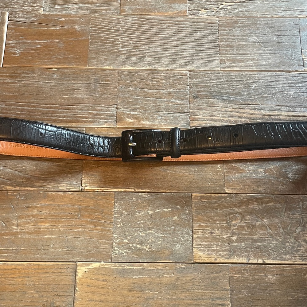 Lauren Ralph Lauren Croc Embossed Italian Leather Skinny Belt🖤 - Picture 3 of 14